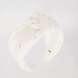 BARI LYNN SATIN KNOT HEADBAND - WHITE