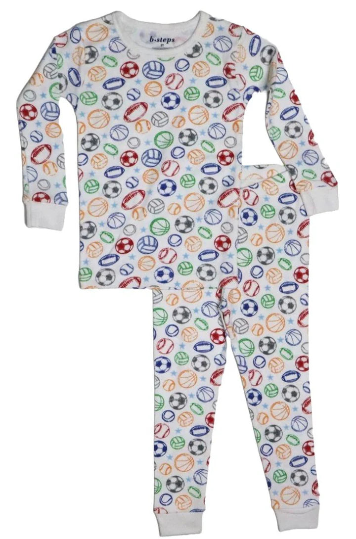 BABY STEPS 2PC PAJAMA WHITE ALL STAR