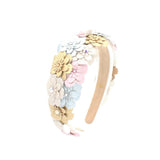BARI LYNN MULTI FLOWER CRYSTALLIZED PADDED HEADBAND - METALLIC