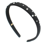 BARI LYNN CRYSTALIZED THIN SATIN HEADBAND - BLACK