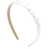 BARI LYNN CRYSTALIZED THIN SATIN HEADBAND - WHITE