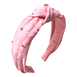 BARI LYNN CRYSTALLIZED COTTON FLOWER KNOT HEADBAND - BABY PINK