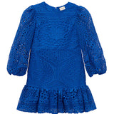 MARLO KIDS TALLULAH EMBROIDERED DRESS - ROYAL BLUE