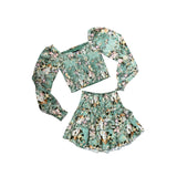 KATE J. TWEEN CHLOE TOP AND BIANCA SKIRT SET - SAGE BAROQUE FLORAL