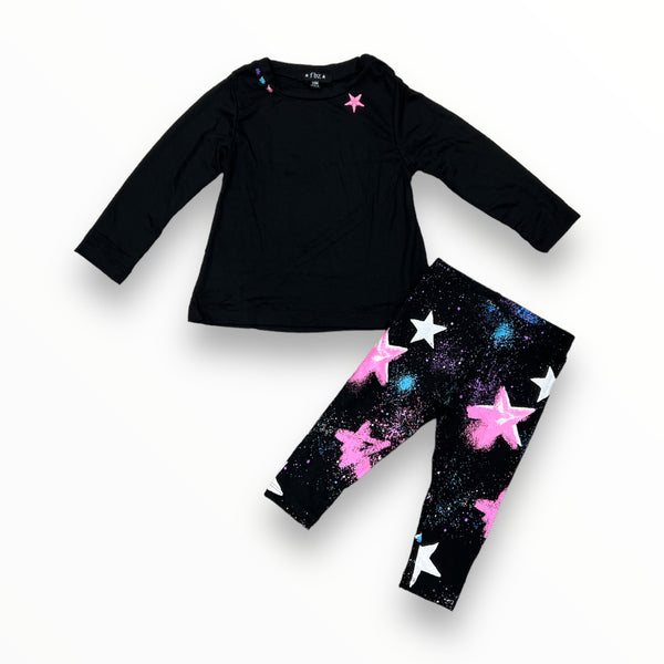 FLOWERS BY ZOE BABY LONG SLEEVE AND LEGGING SET - BLACK/AIRBRUSH