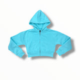 KATIE J TWEEN DYLAN CROP ZIP - SEA GLASS