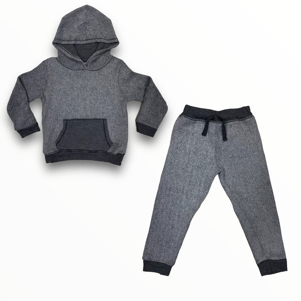 COZII REVERSE HOODIE AND JOGGER SET - CHARCOAL