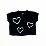 FLOWERS BY ZOE T-SHIRT - BLACK/WHITE HEARTS