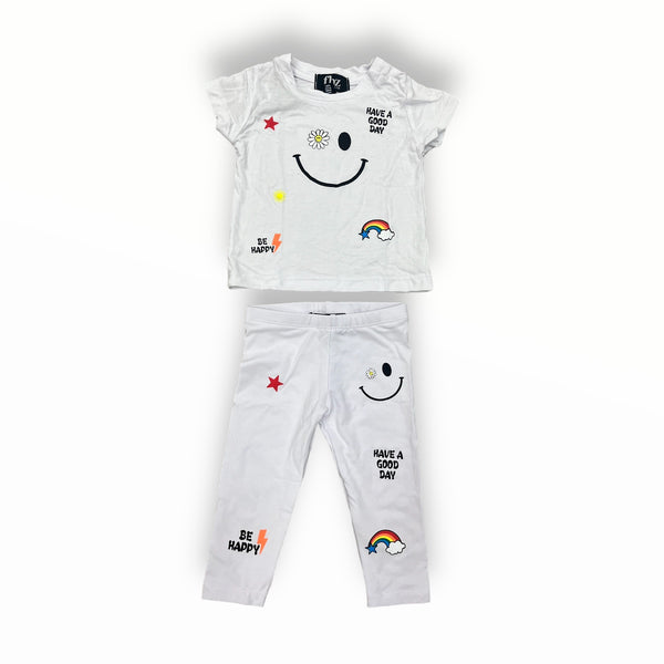 FLOWERS BY ZOE BABY T-SHIRT AND LEGGING SET - WHITE/ICON