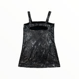 T2LOVE STRAP SLIP DRESS - BLACK SEQUIN