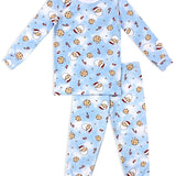 ESME BOYS LONG SLEEVE CREW PAJAMA - SANTA COOKIES BLUE