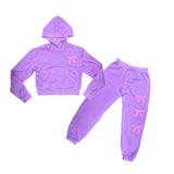 FIREHOUSE PULLOVER HOODIE AND SWEATS SET - GRAPE/BOWS