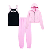 KATIE J TWEEN SPENCER TANK - BLACK/BALLET PINK