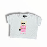 FLOWERS BY ZOE T-SHIRT - WHITE/BEAR