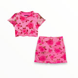 KATE J. TWEEN BOBBIE SKIRT AND TOP - ROSE MESH