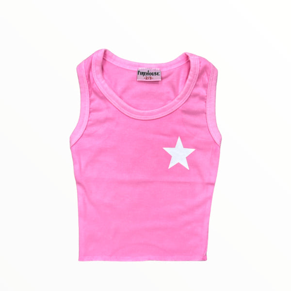 FIREHOUSE RIBBED TANK - NEON PINK/ STAR