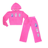 FIREHOUSE PULLOVER HOODIE AND SWEATS SET - NEON PINK/LABUBU