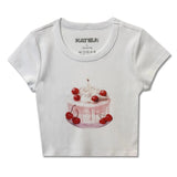 KATIE J TWEEN CHERRY CAKE TEE - WHITE