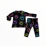 FLOWERS BY ZOE BABY L/S AND LEGGING SET/ BLACK NEON SMILEY