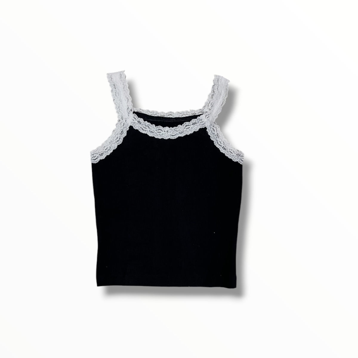FLOWERS BY ZOE LACE TRIM TANK TOP - BLACK/WHITE – Meant 2 Be Kids