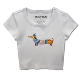 KATIE J TWEEN DACHSHUND GRAPHIC TEE - WHITE