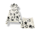 T2LOVE ZIP HOODIE AND SKORT SET - WINTER WHITE/STARS