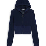 KATIE J DREW CROPPED FITTED ZIP HOODIE - EVENING BLUE