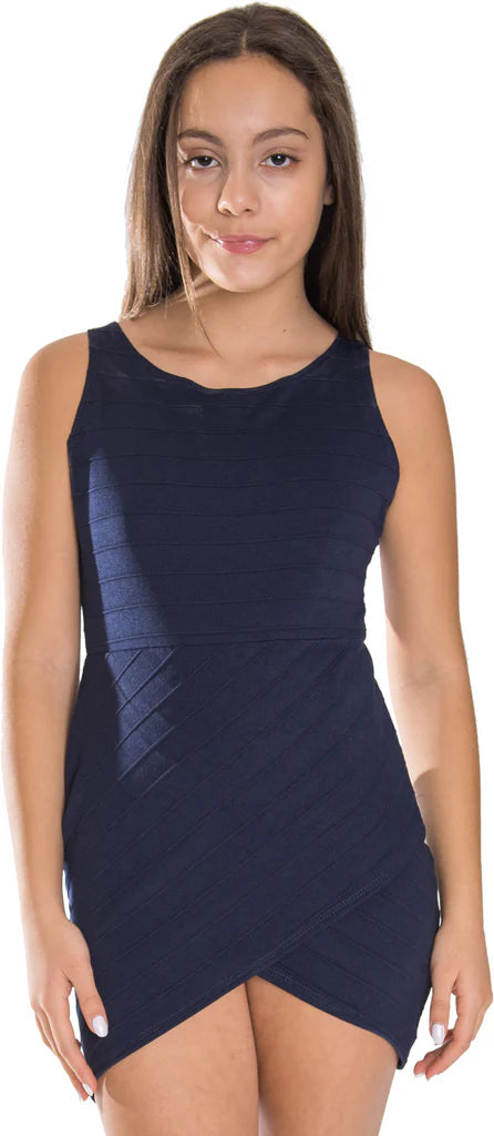 CHERYL CREATIONS JUNIOR ENVELOPE BANDAGE DRESS NAVY