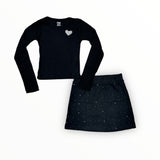 FLOWERS BY ZOE SKIRT - BLACK/STONES