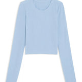 KATIE J LIVI RIBBED LONG SLEEVE TEE - BABY BLUE