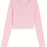 KATIE J LIVI RIBBED LONG SLEEVE TEE - BALLET PINK