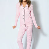 KATIE J TWEEN MAIA PANT LOUNGE SET - PINK MICRO DOT