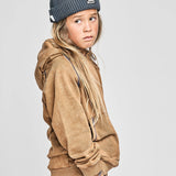 MUNSTER FLATFLOCK HOODIE - MINERAL ALMOND