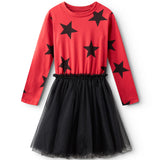 NUNUNU STAR TULLE DRESS - SMOKEY RED