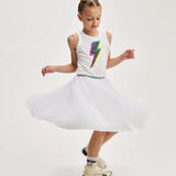 NUNUNU DIZZY BOLT TULLE DRESS - WHITE