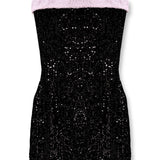 KATIE J TWEEN STAR FULL SEQUIN DRESS - BLACK/PINK