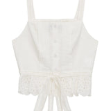 KATIE J TWEEN WAVERLY LINEN EYELET DETAIL CAMI TOP - WHITE EYELET