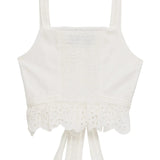 KATIE J TWEEN WAVERLY LINEN EYELET DETAIL CAMI TOP - WHITE EYELET