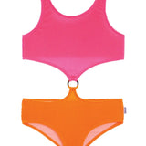 LIMEAPPLE FELICITY CRINKLE ONE PIECE SWIMSUIT - PINK/ORANGE