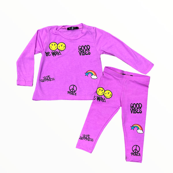 FLOWERS BY ZOE BABY LONG SLEEVE AND LEGGING SET - NEON PURPLE ICON