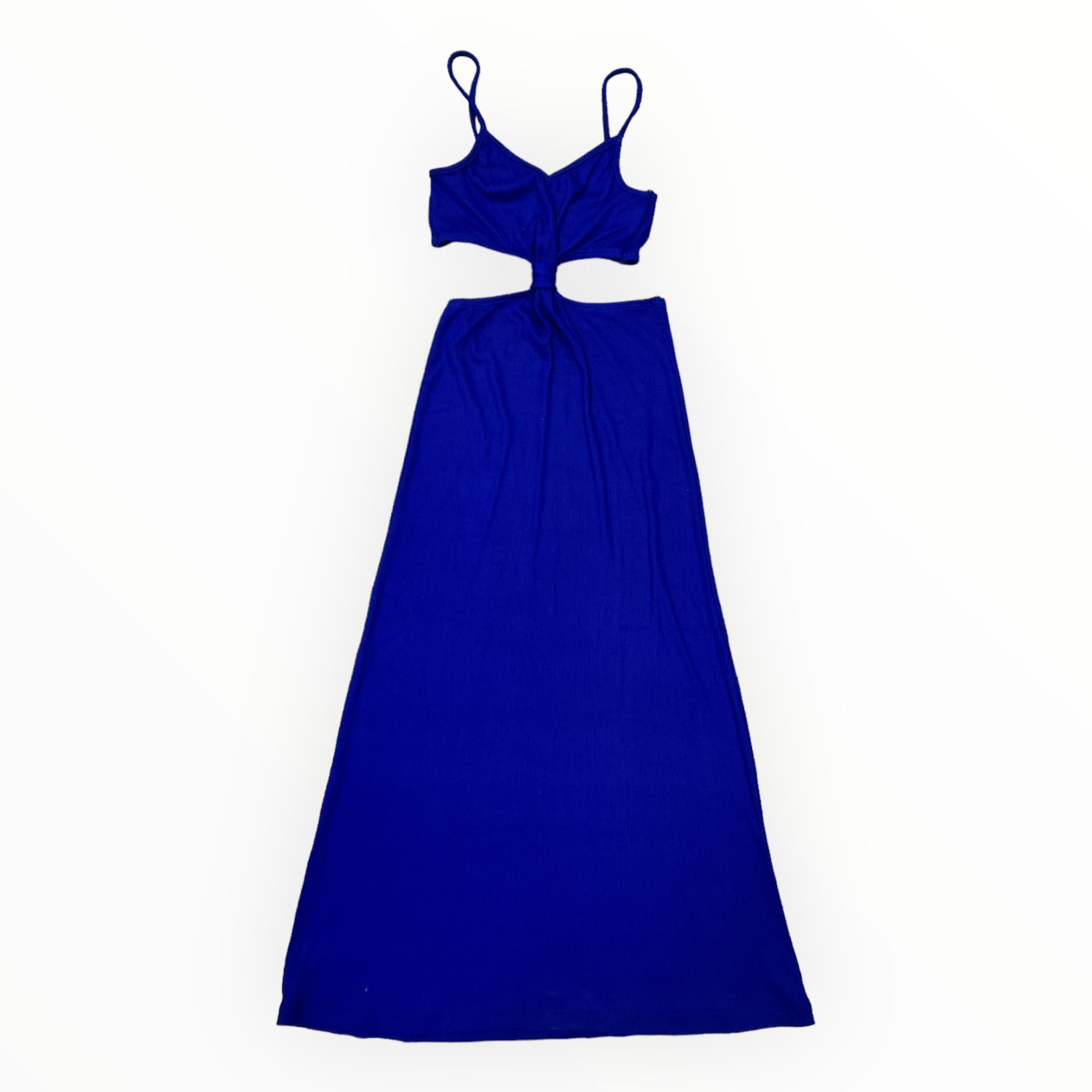 FLOWERS RIBBED MAXI CUT OUT DRESS - ROYAL BLUE FLOWERS RIBBED MAXI CUT OUT DRESS - ROYAL BLUE