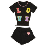 MINI DREAMERS LEXIE LOVE TOP AND SHORT SET - BLACK
