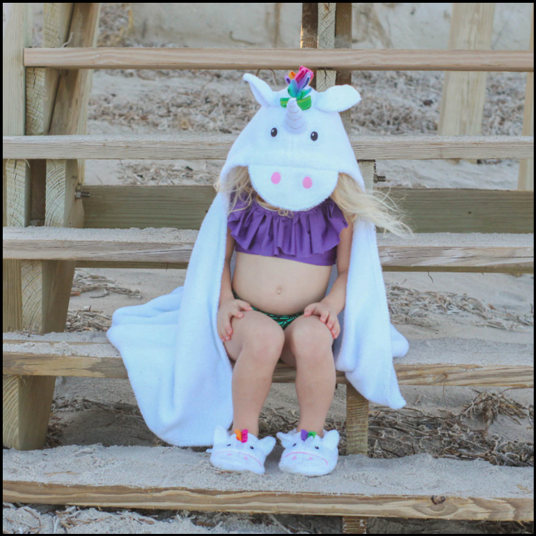 Unicorn-Hooded-towel-stairs