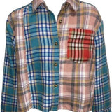VINTAGE HAVANA PLAID CROP BUTTON DOWN - MULTI