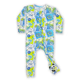 BELLA BU BEAR BAMBOO FOOTIE - COMIC BLUE