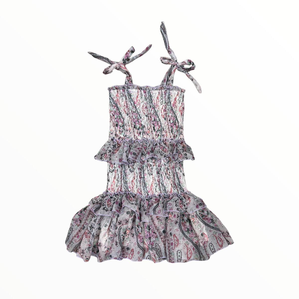 FLOWERS BY ZOE TIE DRESS LAVANDER PAISLEY