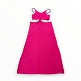 FLOWERS RIBBED MAXI CUT OUT DRESS - PINK