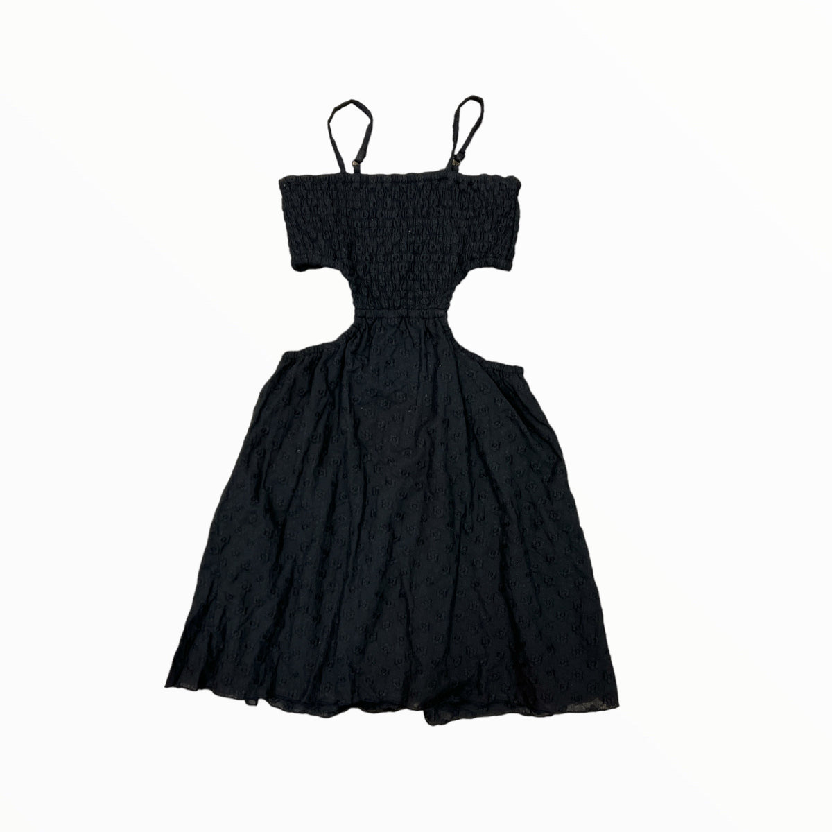 FLOWERS BY ZOE EYELET OPEN DRESS BLACK