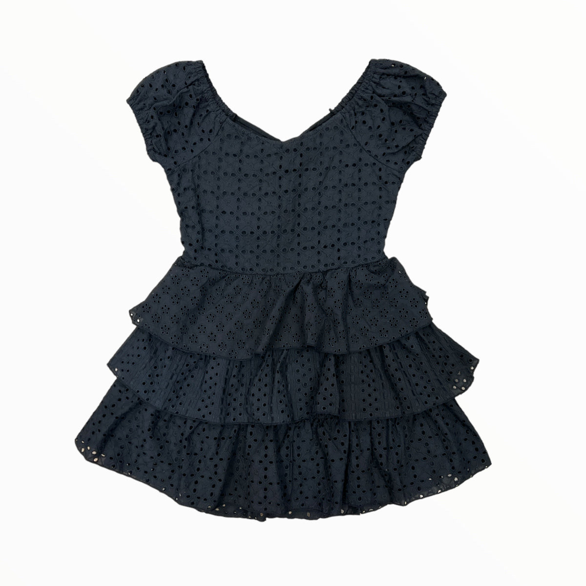 FLOWERS BY ZOE EYELET TIERED SKIRT OPEN BACK DRESS BLACK Meant 2 Be Kids