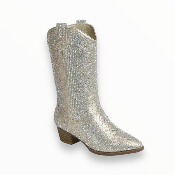 M2B TALL CRYSTAL BOOTS - CHAMPAGNE